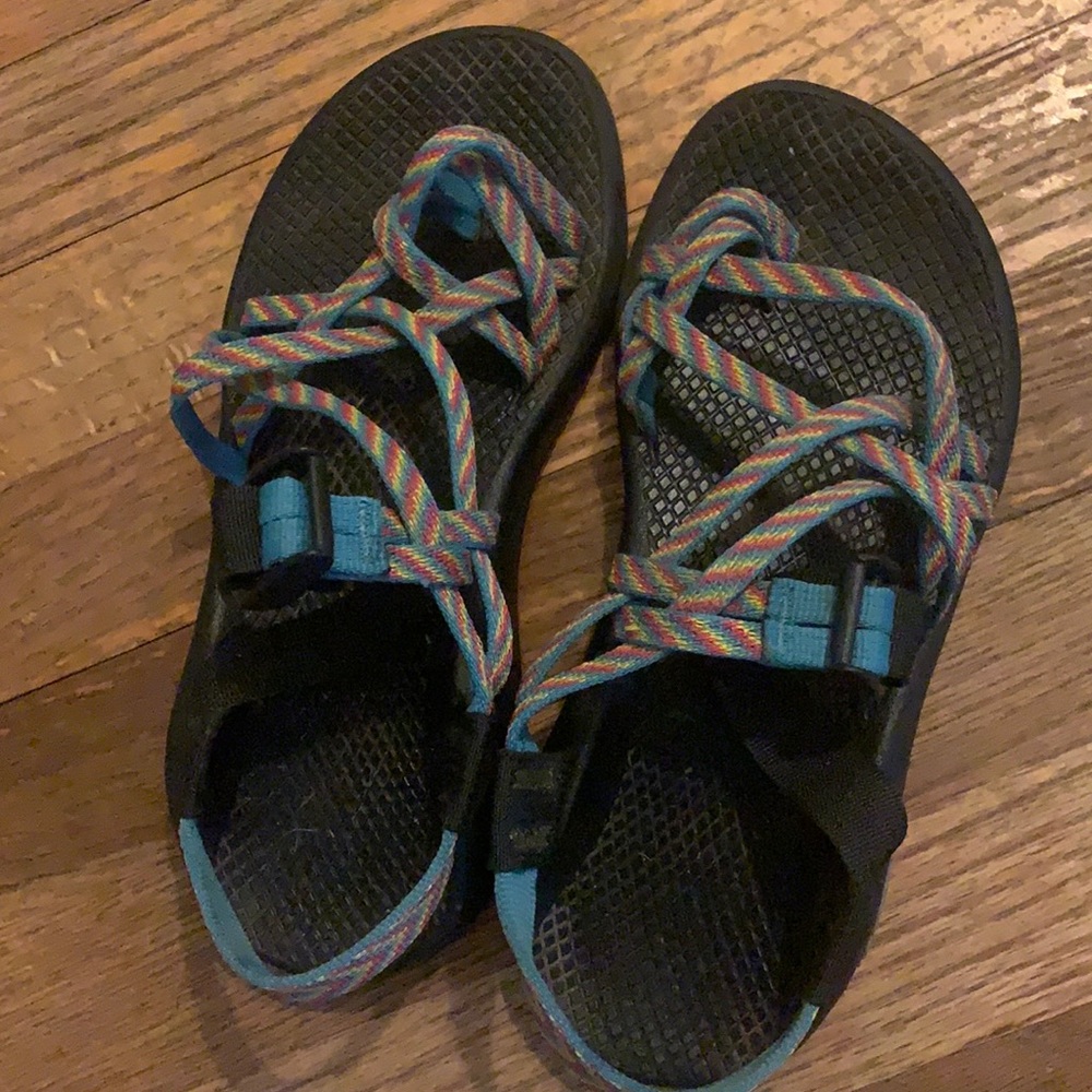 Cute rainbow chacos!